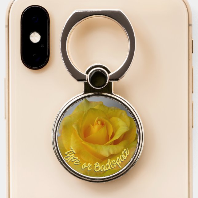 Rose Phone Grip Yellow Rose Phone Ring Holder  (Close Up)