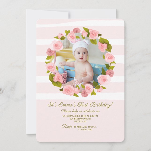 Rose Photo Frame Invitation (Front)