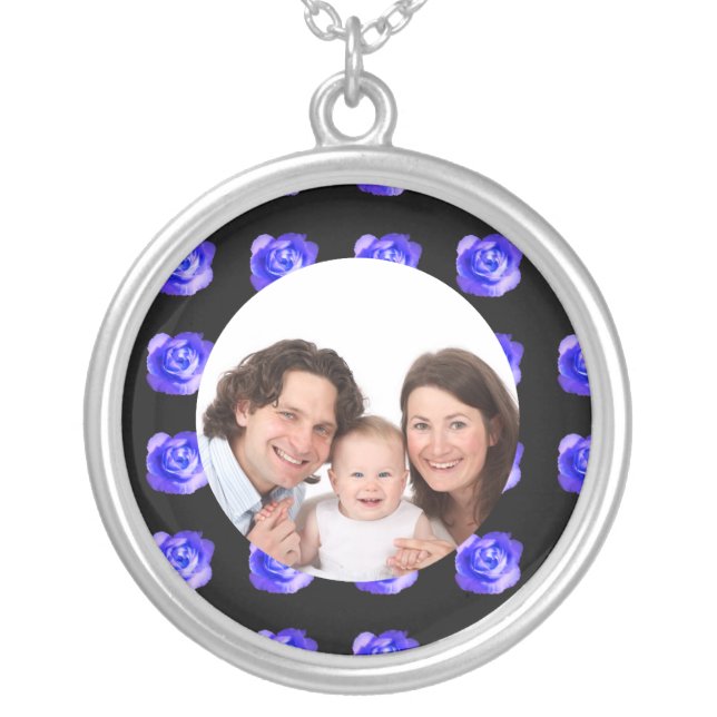 Rose/ Photo Silver Plated Necklace (Front)