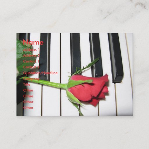 Customizable Rose Piano Profile Card Business Cards