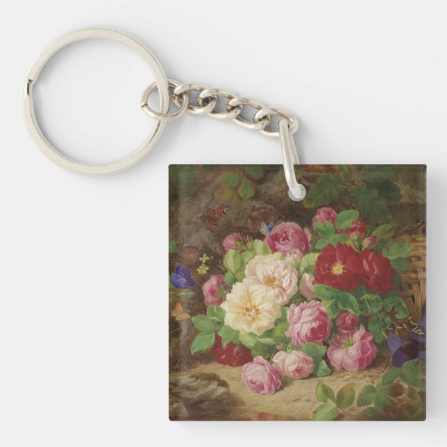 Rose Piece at the Forest Floor with Butterflies Keychain (Front)