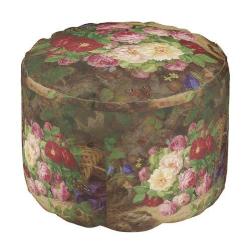Rose Piece at the Forest Floor with Butterflies Pouf