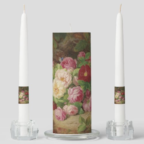 Rose Piece at the Forest Floor with Butterflies Unity Candle Set