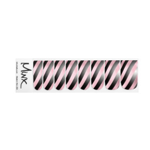 Rose Pink and Black Stripes Pattern Minx Nail Art