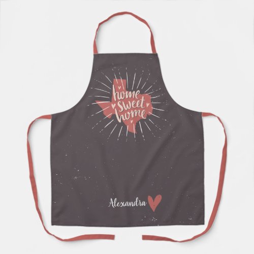 Rose Pink and Brown Home Sweet Home Texas Apron