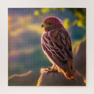 Rose Pink and Gold Parakeet Jigsaw Puzzle