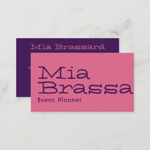 Rose Pink and Purple Doodle Typography Business Card