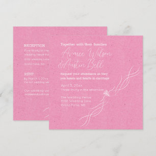 Rose Pink and White Minimalist Wedding Invitation