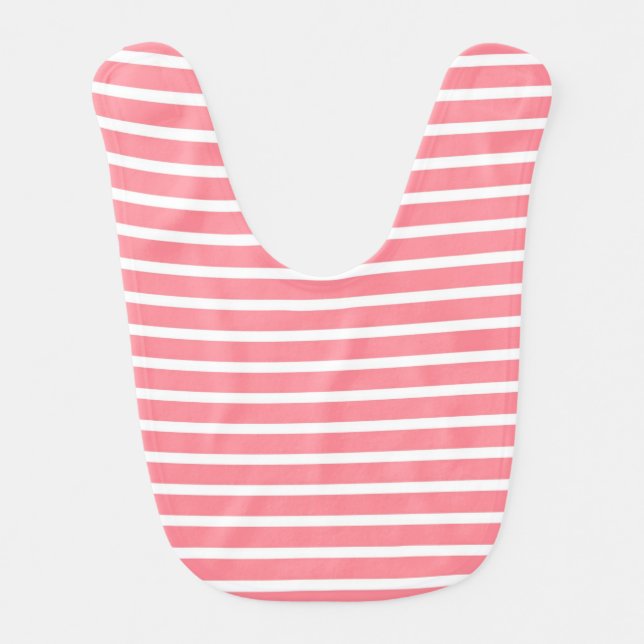 Rose Pink and White Stripe Pattern Bib (Front)