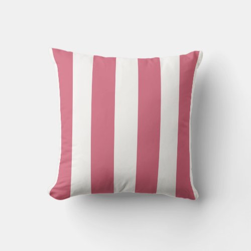 Rose Pink and White Striped Throw Pillow