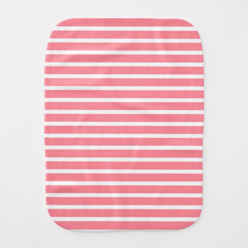 Rose Pink and White Stripes Burp Cloth