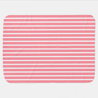 Rose Pink and White Stripes Swaddle Blanket