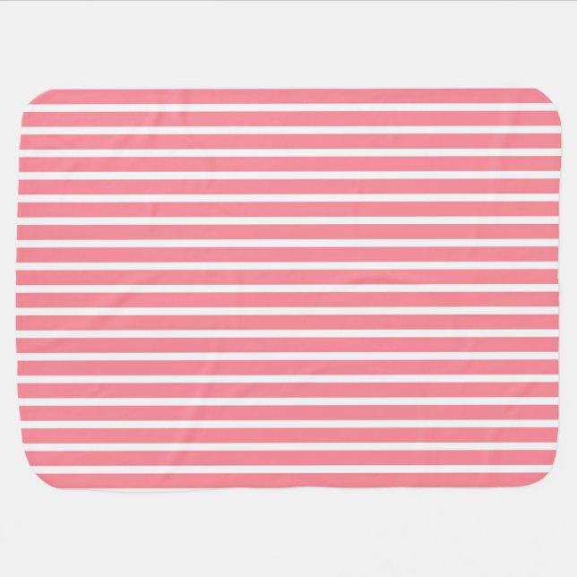 Rose Pink and White Stripes Swaddle Blanket (Horizontal)