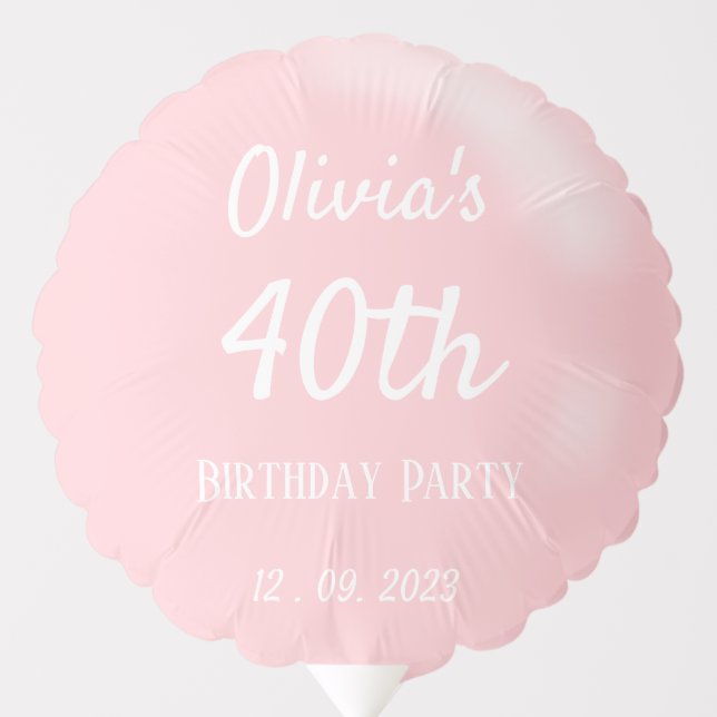 Rose Pink Any Age Custom Birthday Party Balloon (Front)