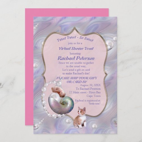 Rose_pink Baby Girl Virtual Shower  Invitation