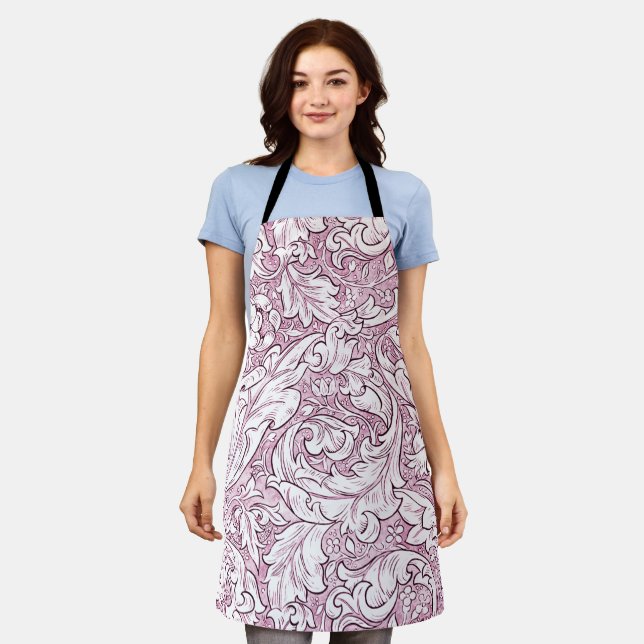 Rose Pink Baroque Ornate Foliage  Apron (Worn)