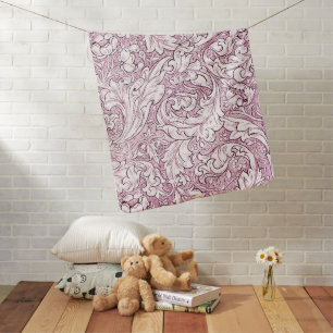 Rose Pink Baroque Ornate Foliage Baby Blanket