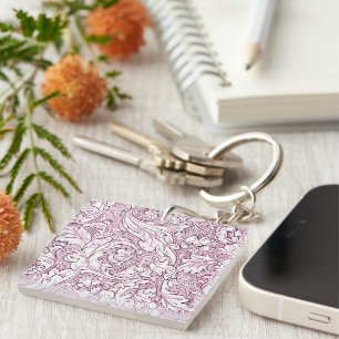 Rose Pink Baroque Ornate Foliage Keychain