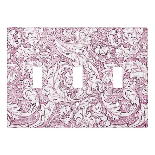 Rose Pink Baroque Ornate Foliage  Light Switch Cover (Front)
