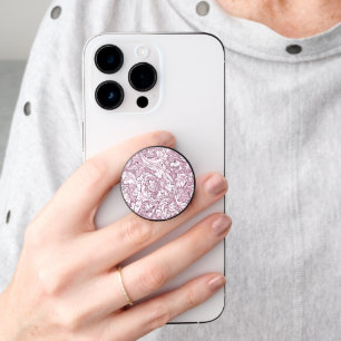Rose Pink Baroque Ornate Foliage  PopSocket