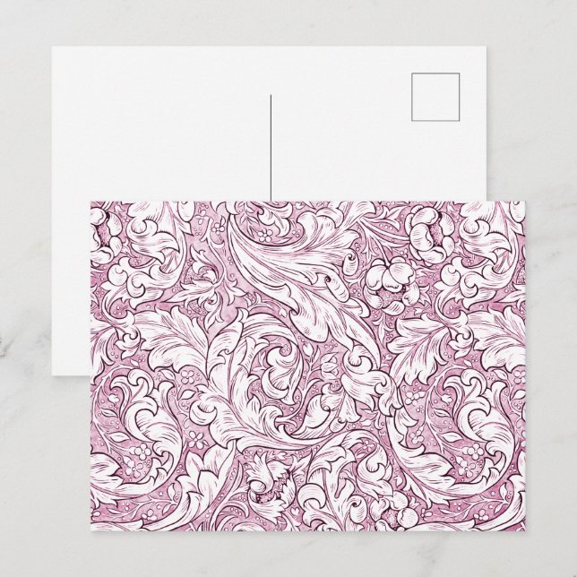 Rose Pink Baroque Ornate Foliage  Postcard (Front/Back)