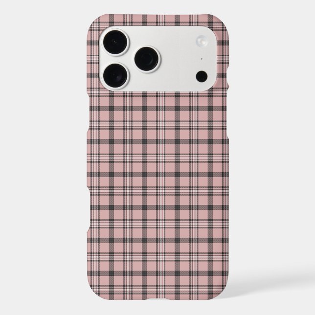 Rose Pink Black Plaid Classic Pattern iPhone Case (Back)