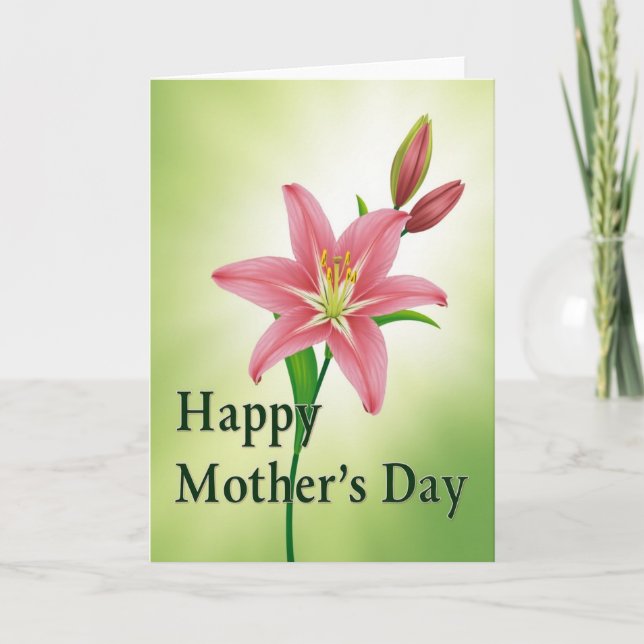 Rose Pink Blossom Mothers Day Card (Front)