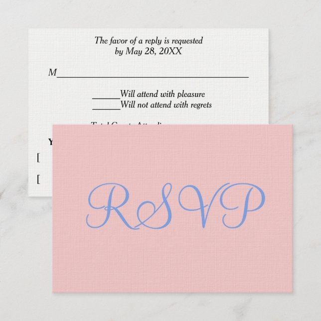 Rose Pink Blue Pastels Wedding RSVP (Front/Back)