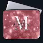 Rose Pink Bokeh Modern Monogram Sparkle Laptop Sleeve<br><div class="desc">This laptop sleeve case has a background of rose pink bokeh sparkle. Simple and contemporary. Complete it with a personalized monogram and name. Created by Simply Farmhouse Press.</div>