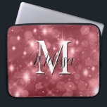 Rose Pink Bokeh Modern Monogram Sparkle Laptop Sleeve<br><div class="desc">This laptop sleeve case has a background of rose pink bokeh sparkle. Simple and contemporary. Complete it with a personalized monogram and name. Created by Simply Farmhouse Press.</div>