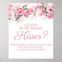 Rose Pink Bridal Shower Guess Kisses Game