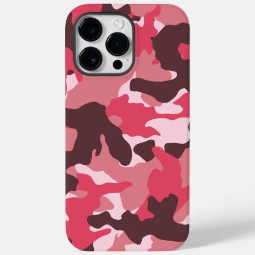 Rose Pink Brown Girly Camouflage Pattern Glossy Case_Mate iPhone 14 Pro Max Case