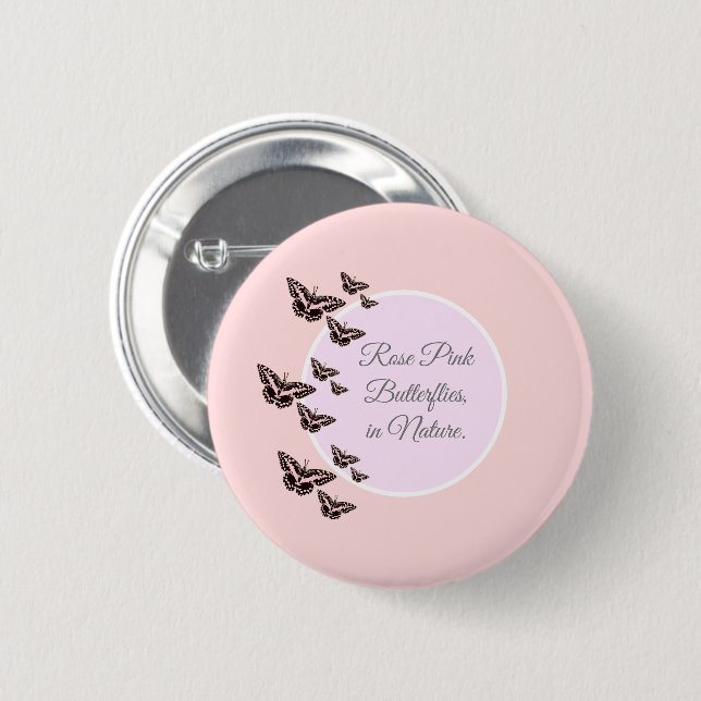 Rose pink butterflies button (Front & Back)