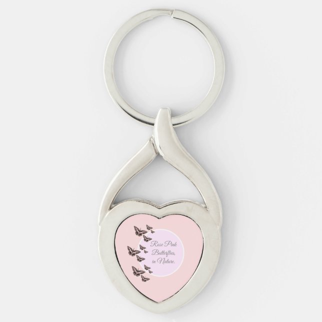 Rose pink butterflies keychain (Front)
