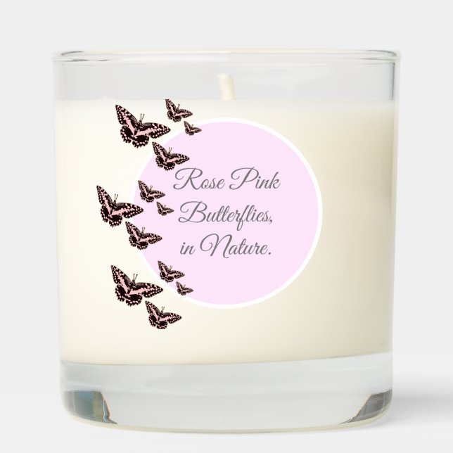 Rose pink butterflies scented candle (Right)