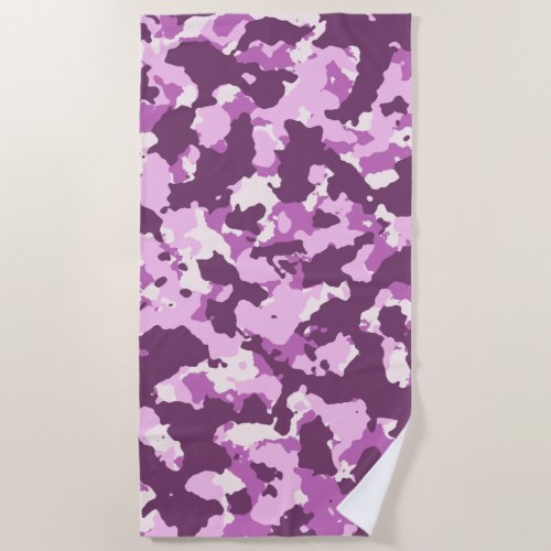 Rose Pink Camouflage Beach Towel