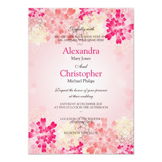 Rose Pink Champagne Flowers Retro Wedding S3 Card