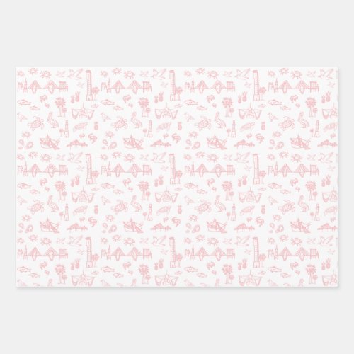Rose Pink Charleston Toile Wrapping Paper