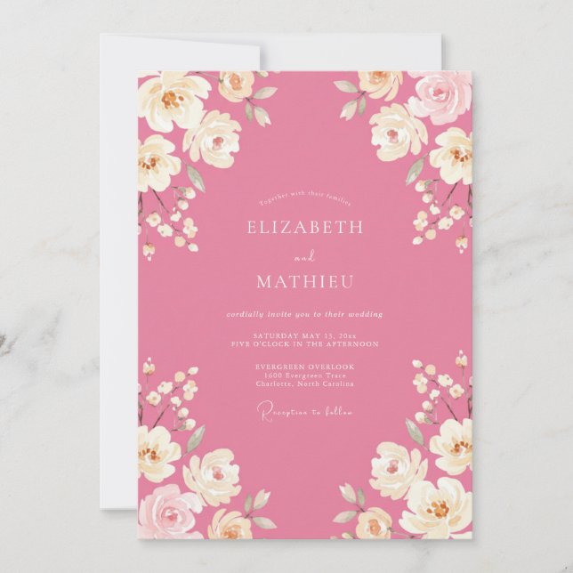 Rose Pink Charming Spring Wedding Invitation (Front)