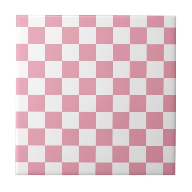 Rose Pink Checkerboard Tile (Front)