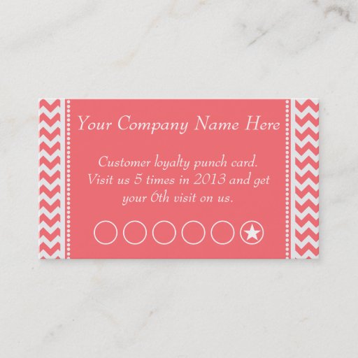 Customizable Rose Pink Chevron Discount Promotional Punch Card Business Card Templates
