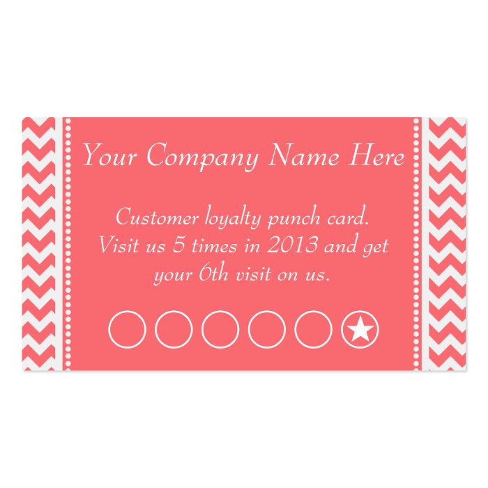 Rose Pink Chevron Discount Promotional Punch Card Business Card Templates