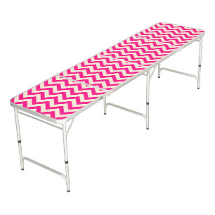 Rose Pink Chevron Stripes Beer Pong Table