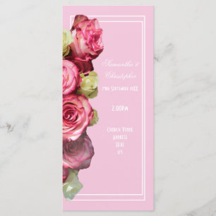 Rose pink church wedding program