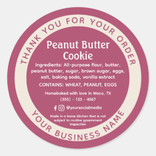 Rose Pink Cottage Law Food Ingredient Sticker
