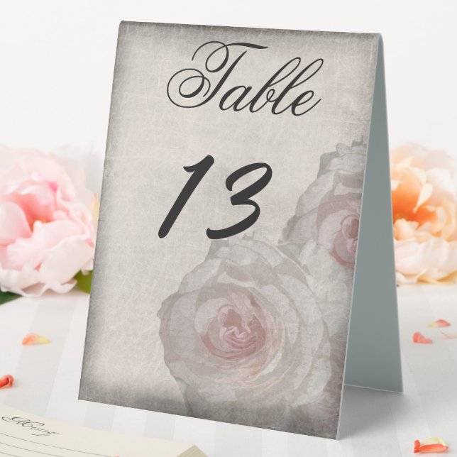 Rose Pink Cream Wedding Table Number Template Card Tent (In SItu (Wedding))