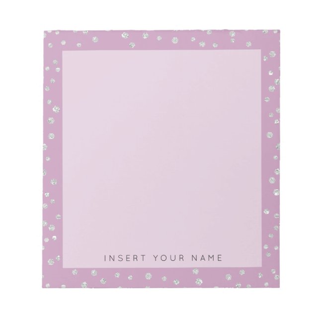 Rose Pink Crystal Confetti Notepad 5.5" x 6" (Front)