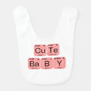 Rose Pink Cute Baby Periodic Table Element Baby Bib