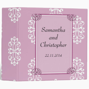 Rose Pink Damask Wedding Album Binder