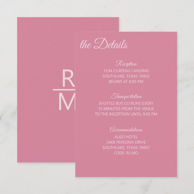 Rose Pink Details Enclosure Card (Front/Back)